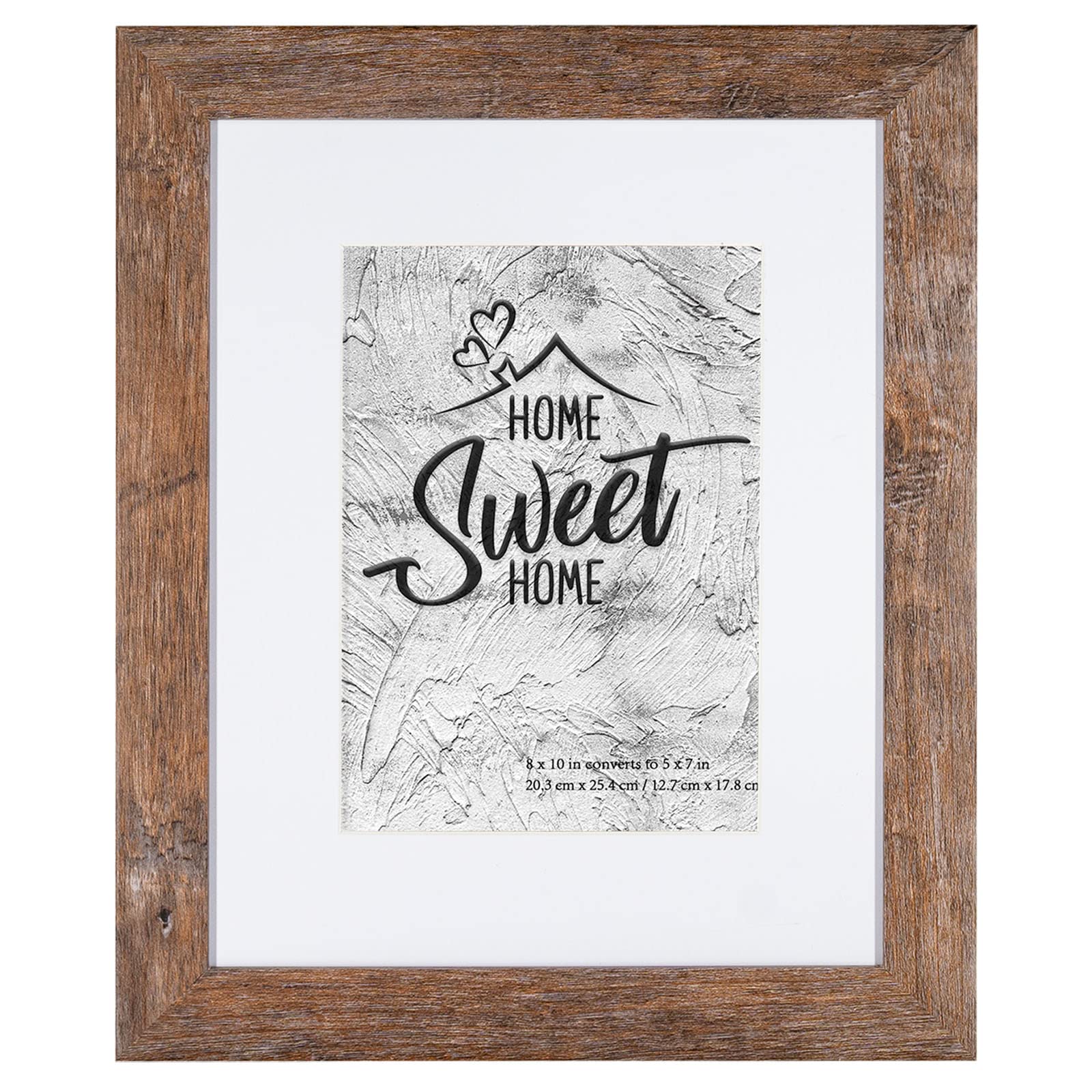 Califortree Rustic Brown 8x10 Picture Frame - Display Photos 5x7 with Mat or 8x10 Without Mat - HD Glass Inside, Horizontal and 