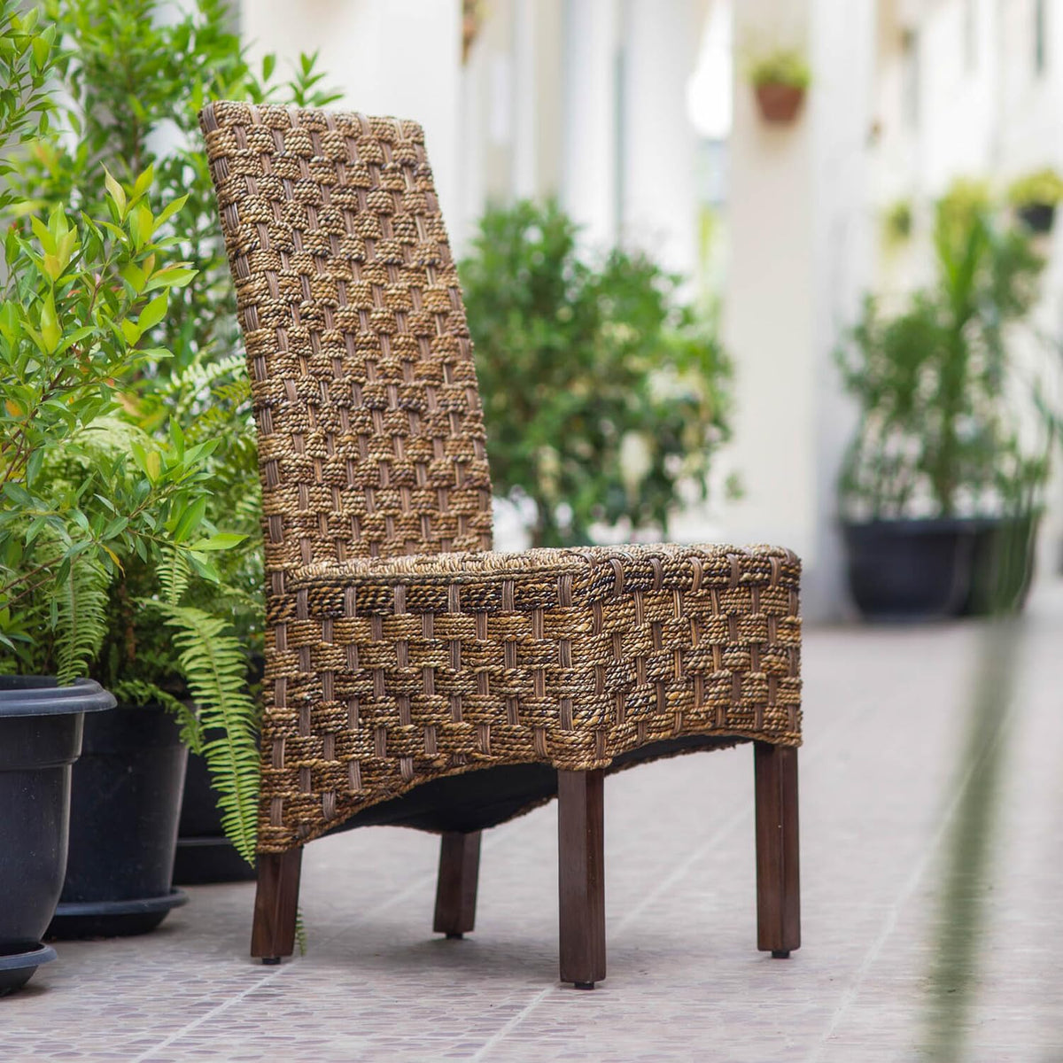 International Caravan Furniture Piece Manila Abaca/Rattan Wicker Dining Chair