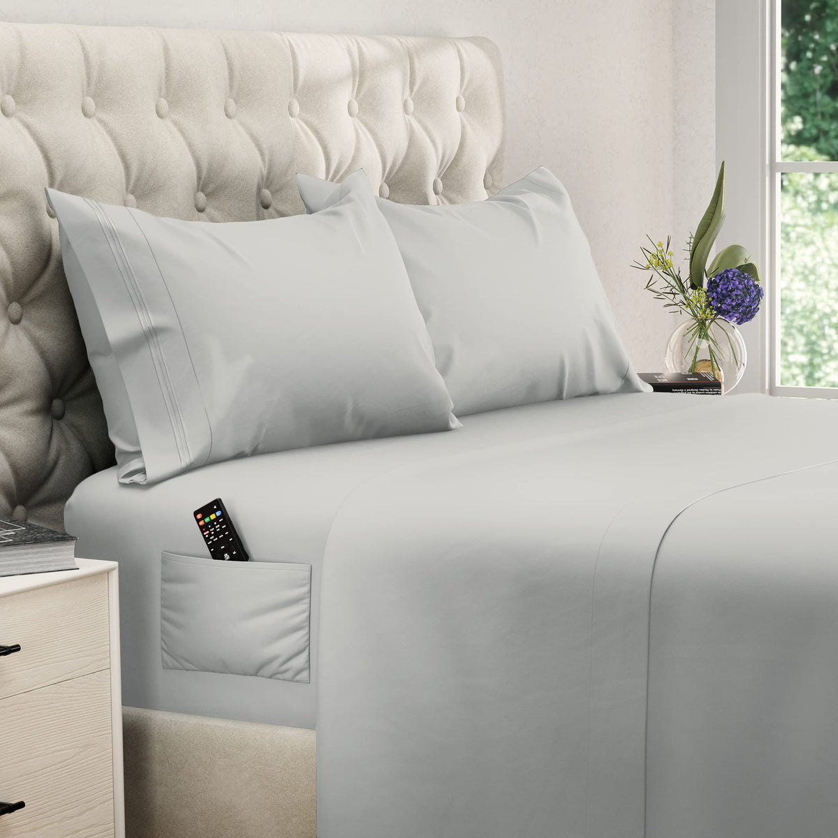 Dreamcare King Size Sheets Set  Cooling Bed Sheets  4Pcs Set  Up To 15inch Deep Pocket King Sheet Set  Soft & Long Lasting 100%