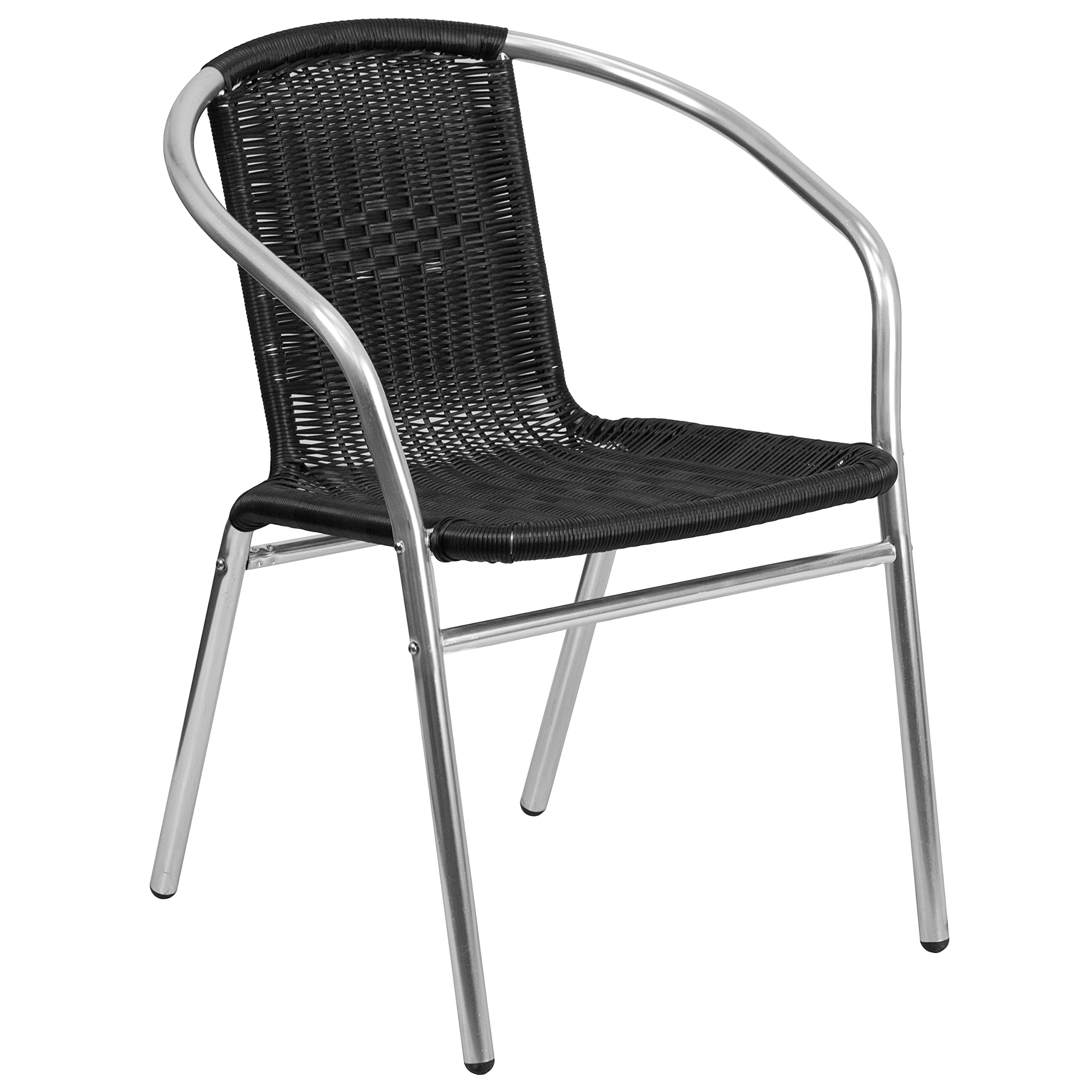 Flash Furniture Lila 23.5'' Square Aluminum Indoor-Outdoor Table Set with 2 Black Rattan Chairs