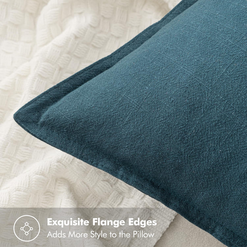 Miulee Linen Pillow Covers 24X24 Inch Blue ?Decorative Boho Farmhouse? ?Neutral Throw Pillows Pack Of 2 Soft Accent Couch Pillowcases Spring Modern Home Decor For Cushion Livingroom Bed