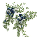 Ling's Moment 2PCS Dusty Blue Artificial Floral Swags Centerpieces Wedding Flower Rose Garland Greenery Arrangements for Sweethe