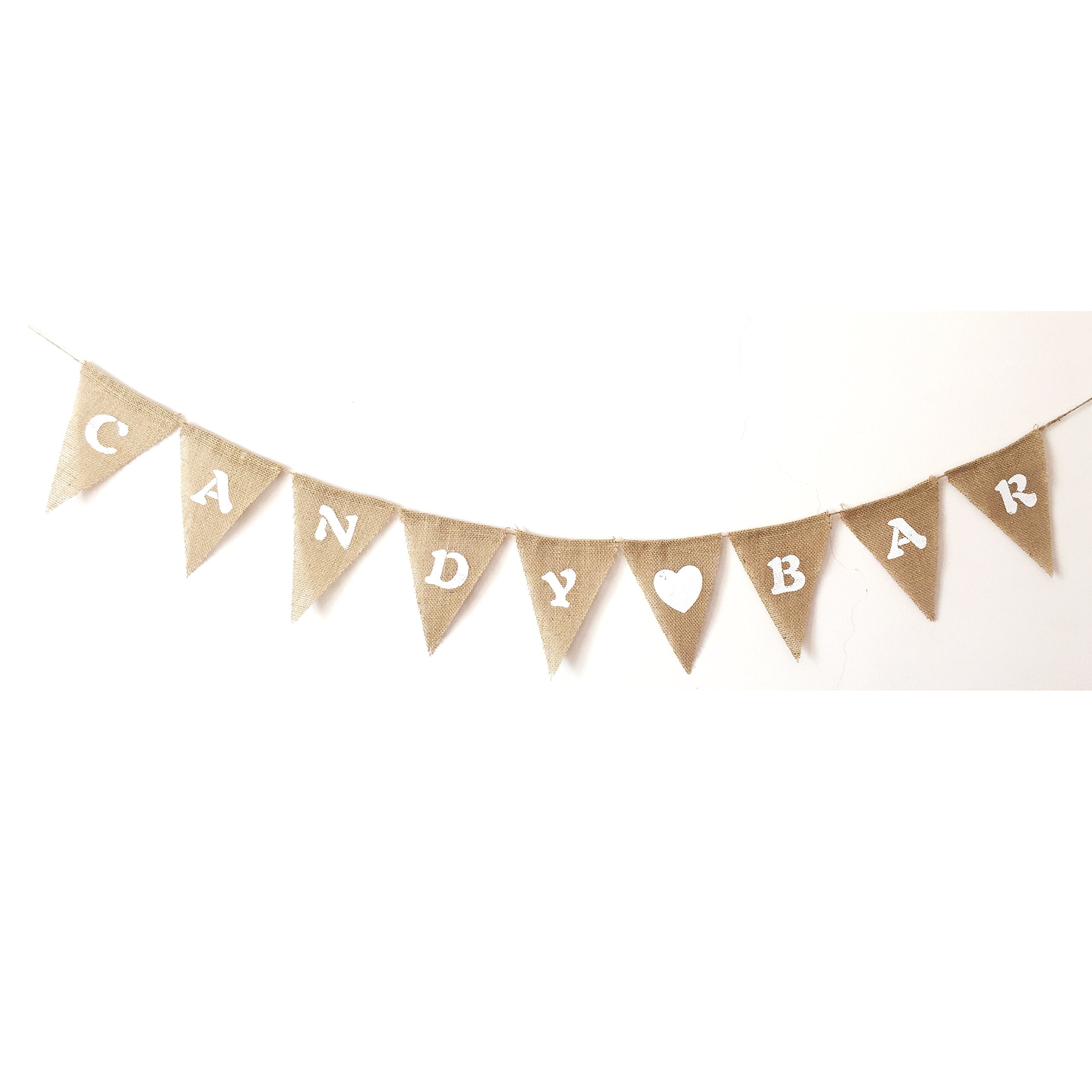 Lwr Crafts Burlap Bunting Banner Triangle Heart Candy Bar