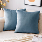 EMEMA Pack of 2 Velvet Pillow Covers Decorative Square Pillowcase Soft Solid Cushion Case for Sofa Bedroom Car 16x16 Inch Light 