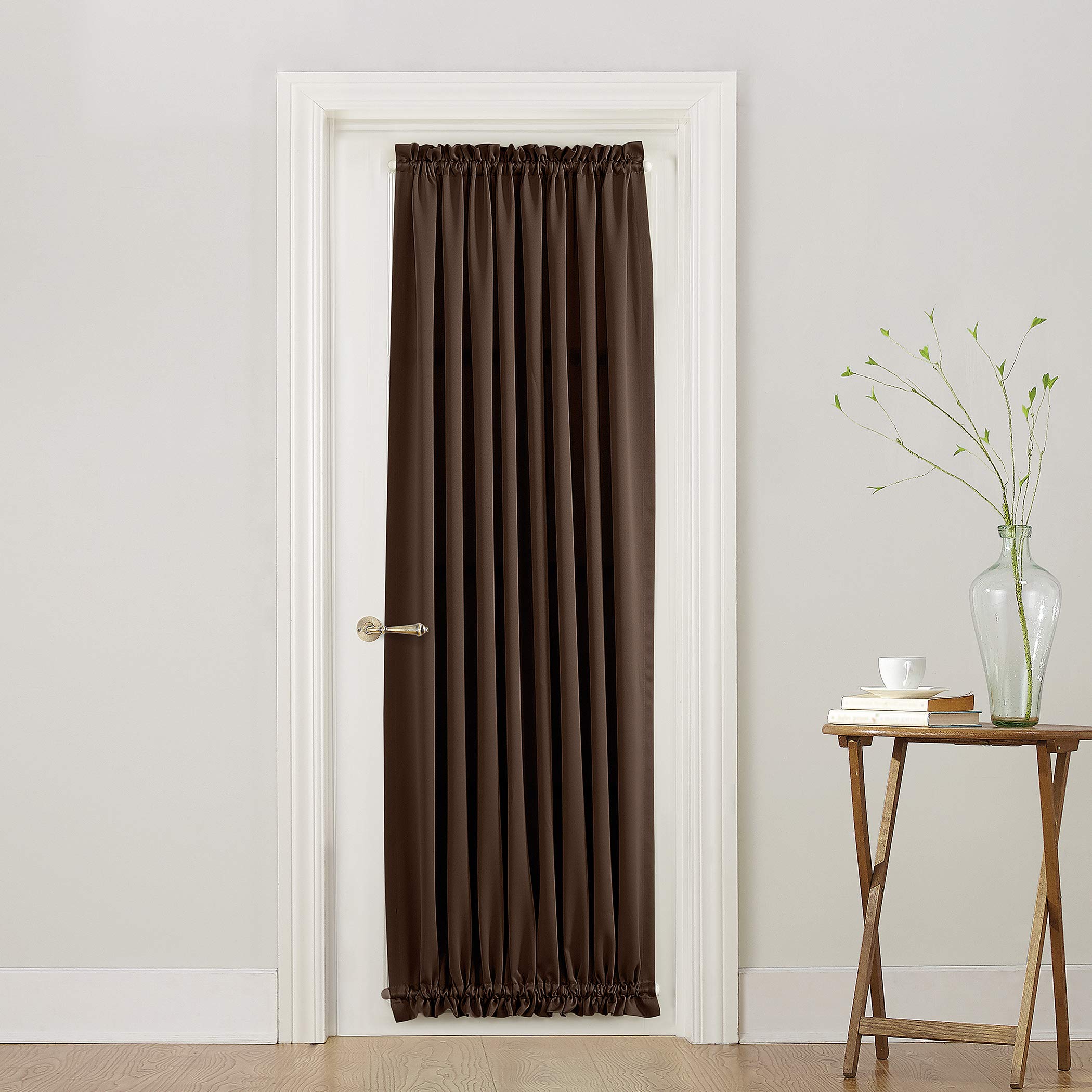 Sun Zero Barrow Energy Efficient Rod Pocket Door Curtain Panel, 54'' X 72'', Chocolate