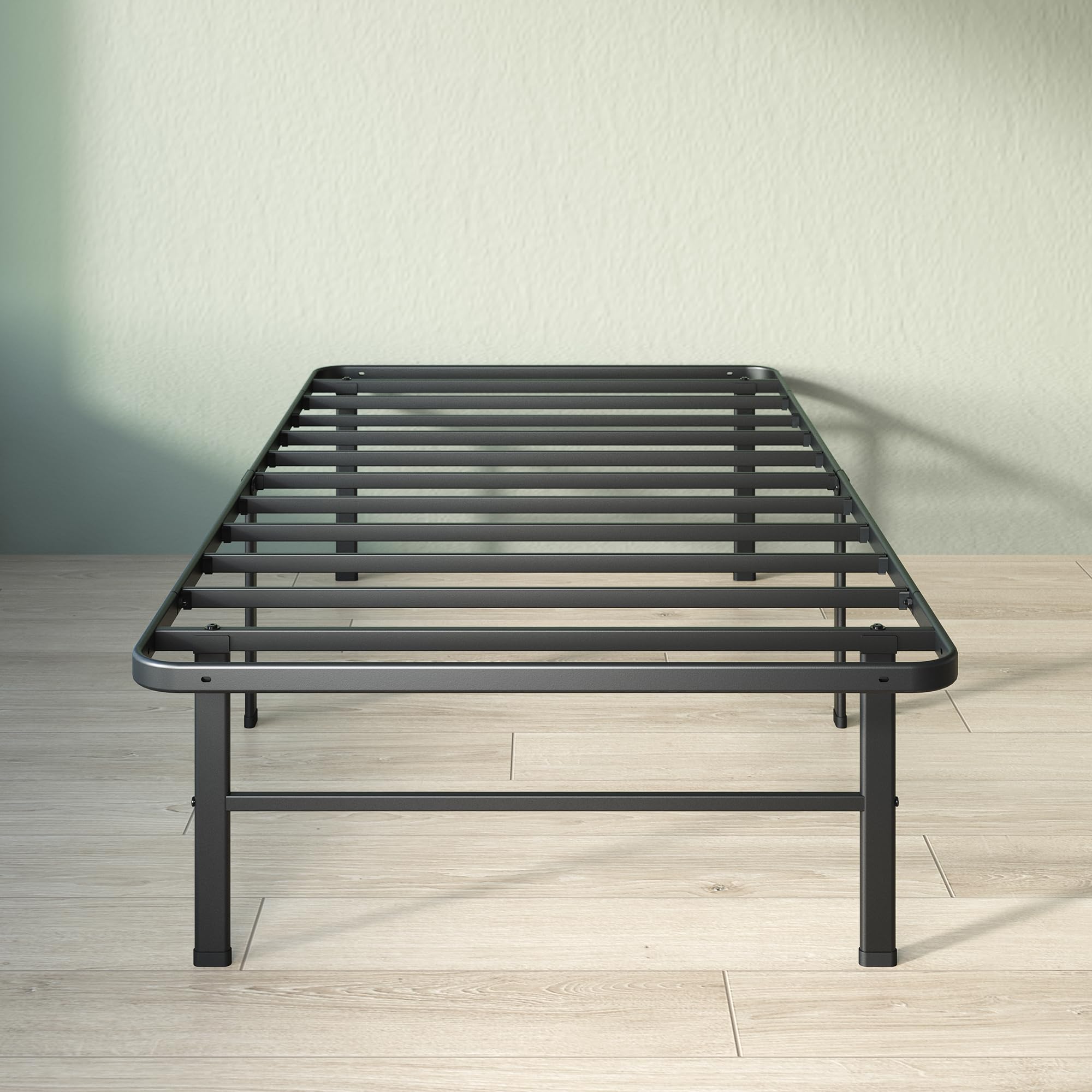 Zinus Rumi 14in Easy SmartBase Mattress Foundation, Sturdy Metal Bed Frame, No Box Spring Needed, Eco Friendly Packaging, Twin