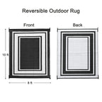 Rurality Outdoor Rugs 8X10 Waterproof For Patios Clearance,Plastic Straw Mats For Backyard,Porch,Deck,Balcony,Reversible,Black And White
