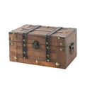 SLPR Alexander Small Wooden Treasure Chest - 11 x 7 x 5.5, Wood Storage Box with Hinged Lid, Decorative Trunk for Keepsakes, Vin