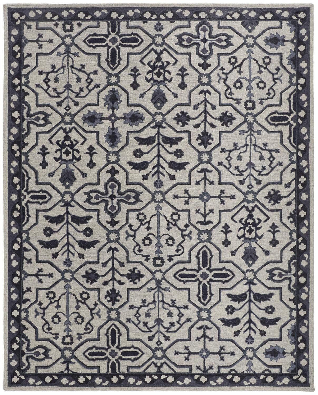 HomeRoots 513677 10 x 14 ft. Taupe & Gray Wool Floral Hand Tufted Handmade Stain Resistant Rectangle Area Rug