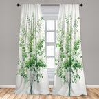 Ambesonne Eucalyptus Window Curtains Pack Of 2, Art Dreamy Leaves Huddle On Plain Backdrop Minimalist Urban Jungle Boho, Lightwe