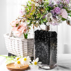 Domestar 2Lb Black Flat Glass Marbles, Decorative Marbles For Vases Aquarium Pebbles Fish Tank Rocks Vase Fillers Diy Crafts Tab