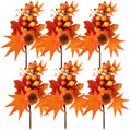 Adurself 6 Pack Fall Stems Artificial Berry Picks Fall Picks with Pumpkin Maple Leaves Branches Decorations for Harvest Autumn T
