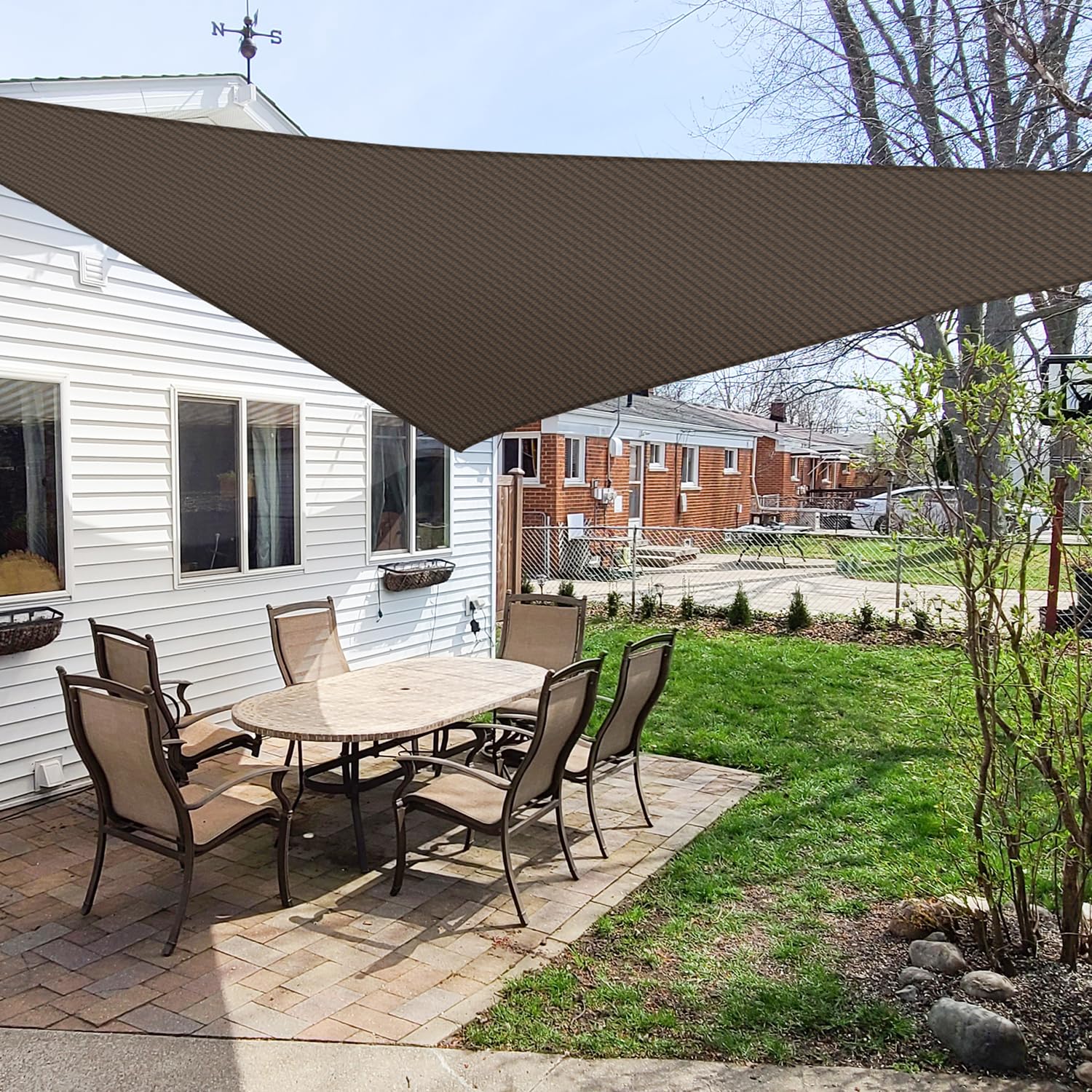 Windscreen4Less 7 ' X 7 ' X 7 ' Sun Shade Sail Triangle Outdoor Canopy Cover Uv Block For Backyard Porch Pergola Deck Garden Pat