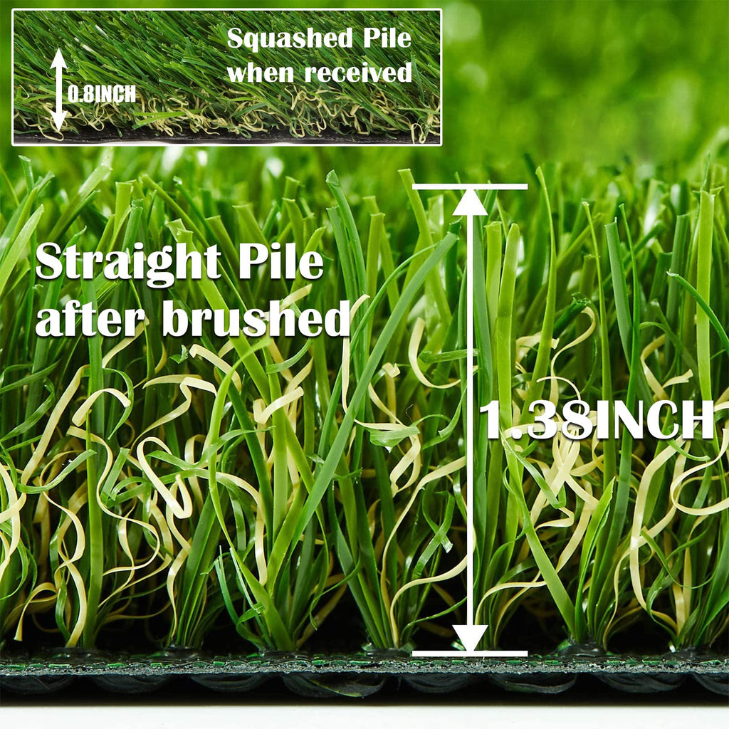 Zgr Artificial Grass Rug 9 Ft X 44 Ft Fake Faux Grass, Indoor Outdoor Patio Garden Lawn Landscape Synthetic Grass Mat, Realistic Turf, 4-Tone/Soft, With Drainage Holes & Rubber Backing/Many Sizes