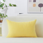 Home Brilliant Lumbar 12X20 Pillow Cover Yellow Rectangle Pillow Cover Striped Corduroy Soft Throw Pillowcase For Wedding Holida