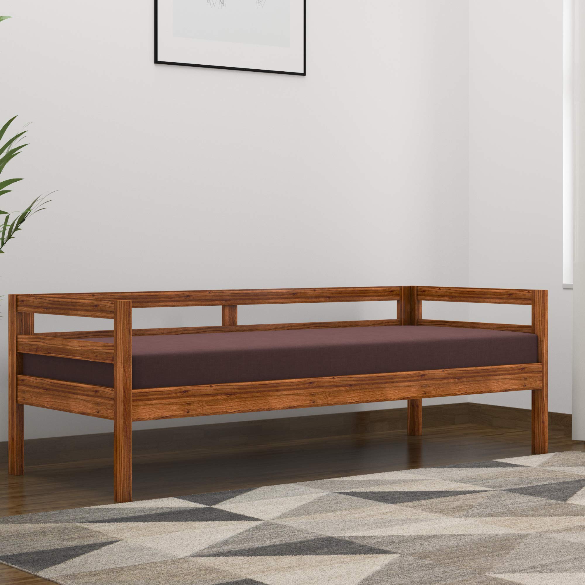 Mamta Decoration Solid Sheesham Wood Sofa Cum Bed With Headboard And Mini Storage | Wooden Sofa Furniture For Home Living Room A