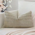 Otostar Corduroy Decorative Throw Pillow Covers 12X20 Inch Super Soft Boho Striped Rectangle Pillow Covers Case Modern Cushion Covers For Sofa Couch Bedroom Car Decor Khaki