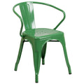 4 Pk. Green Metal Indoor-Outdoor Chair with Arms