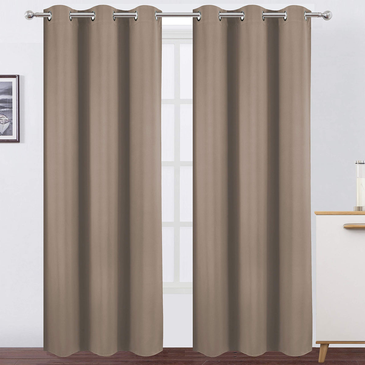 LEMOMO Cappuccino Thermal Blackout Curtains/38 x 84 Inch/Set of 2 Panels Room Darkening Curtains for Bedroom