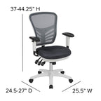 Flash Furniture Nicholas Mid-Back Swivel Office And Gaming Chair, Ergonomic Mesh Office Chair With Adjustable Lumbar Support And Height, Gray/White