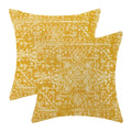 Gohdiwh Boho Pillow Covers 16X16 Set Of 2, Yellow Carpet Pattern Decorative Throw Pillows Linen Ethnic Design Farmhouse Cushion