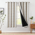 Jinchan 100% Blackout Curtains Boho Curtains For Bedroom 72 Inches Long White Curtains With Blue Pattern Grommet Top Thermal Ins