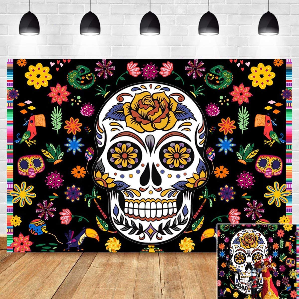 Mexican Fiesta Carnival Festival Photography Backdrop Dressup Photo Booth Supplies Vinyl 7x5ft Day of The Dead Dia DE Los Muert