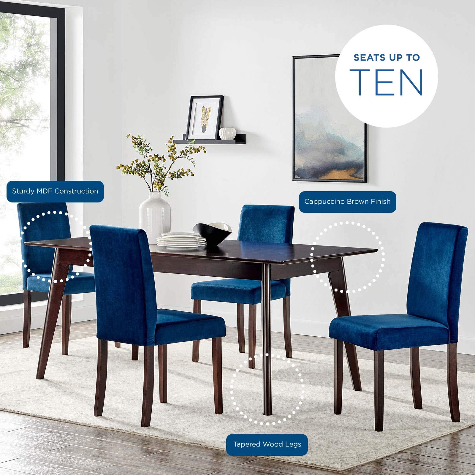 Modway Oracle 69" Rectangle Dining Table, Cappuccino