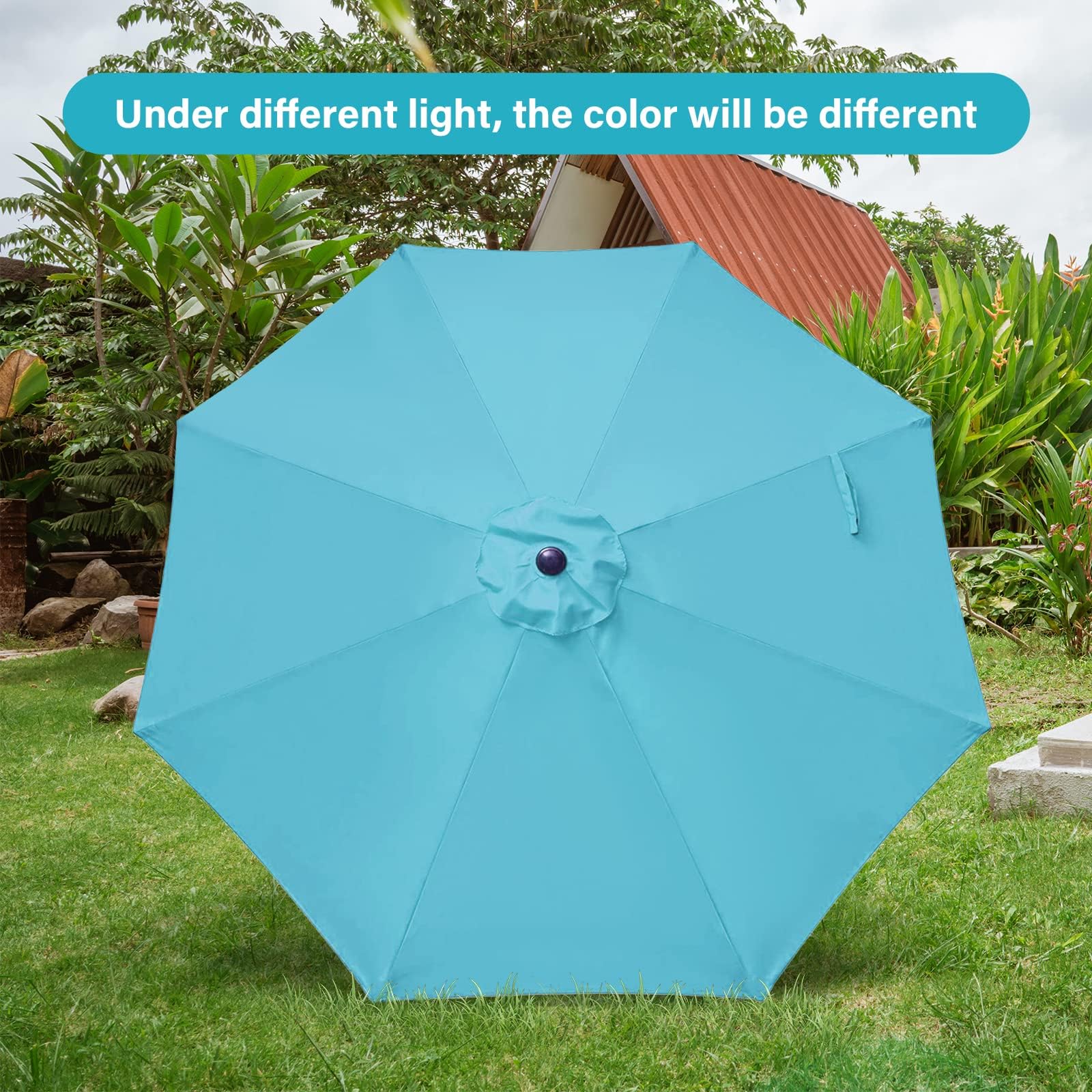 Simple Deluxe 9Ft Outdoor Patio Umbrella Table Market Umbrella With Push Button Tilt And Crank, 8 Sturdy Ribs, Uv Protection Waterproof For Garden, Lawn, Deck, Backyard, Pool,Turquoise