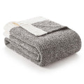 Snuggle Sac Grey Blankets Twin Size For Bed And Sofa, Reversible Super Soft Blankets Warm Cozy Knit Blankets Fuzzy Plush Blanket