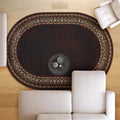 Antep Rugs Alfombras Bordered Modern 5x7 Non-Slip (Non-Skid) Low Pile Rubber Backing Indoor Area Rug (Brown, 5 x 7 Oval)