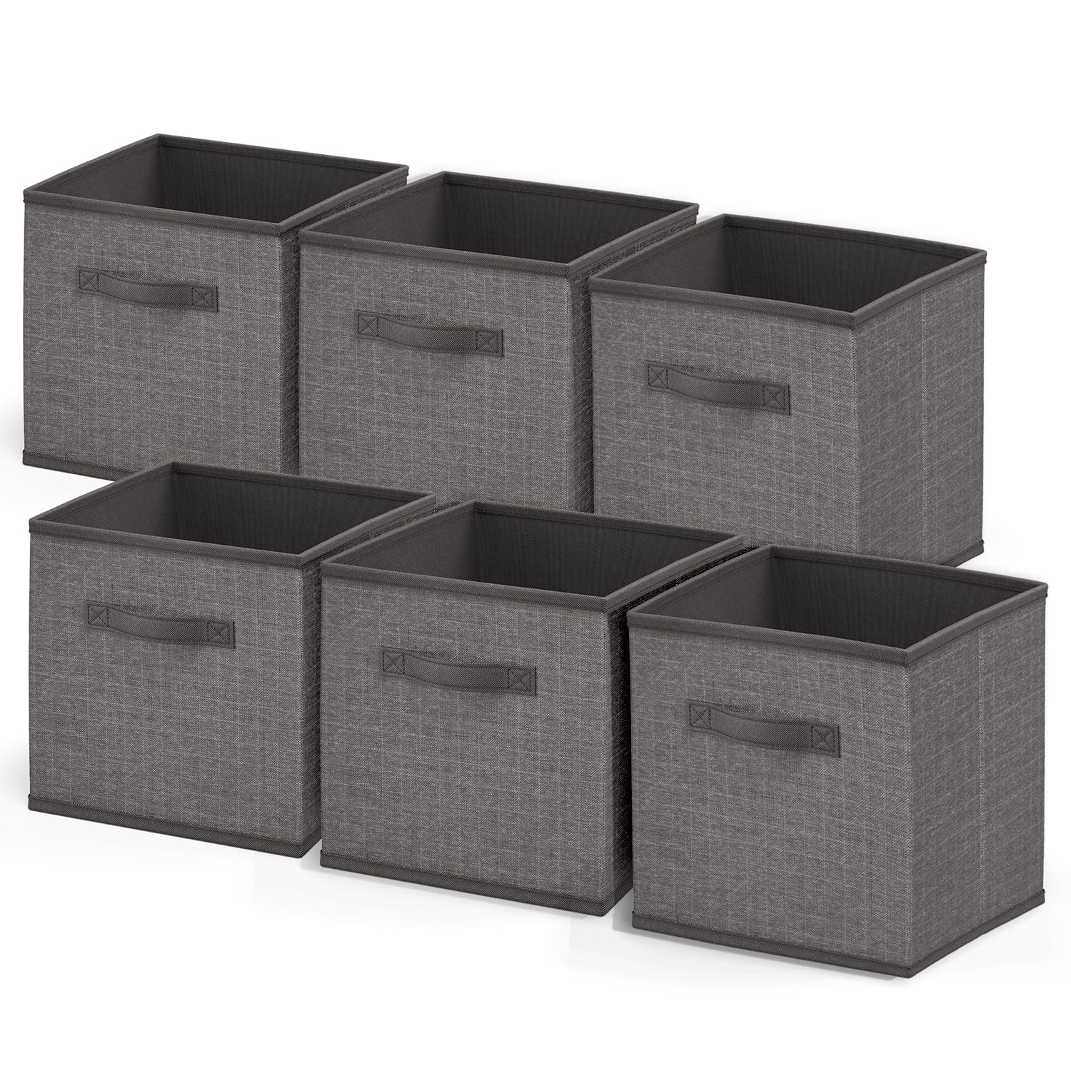 Nestl Foldable 6 Cube Storage Organizer Bins, Fabric Storage Cubes, Grey, 11-Inch