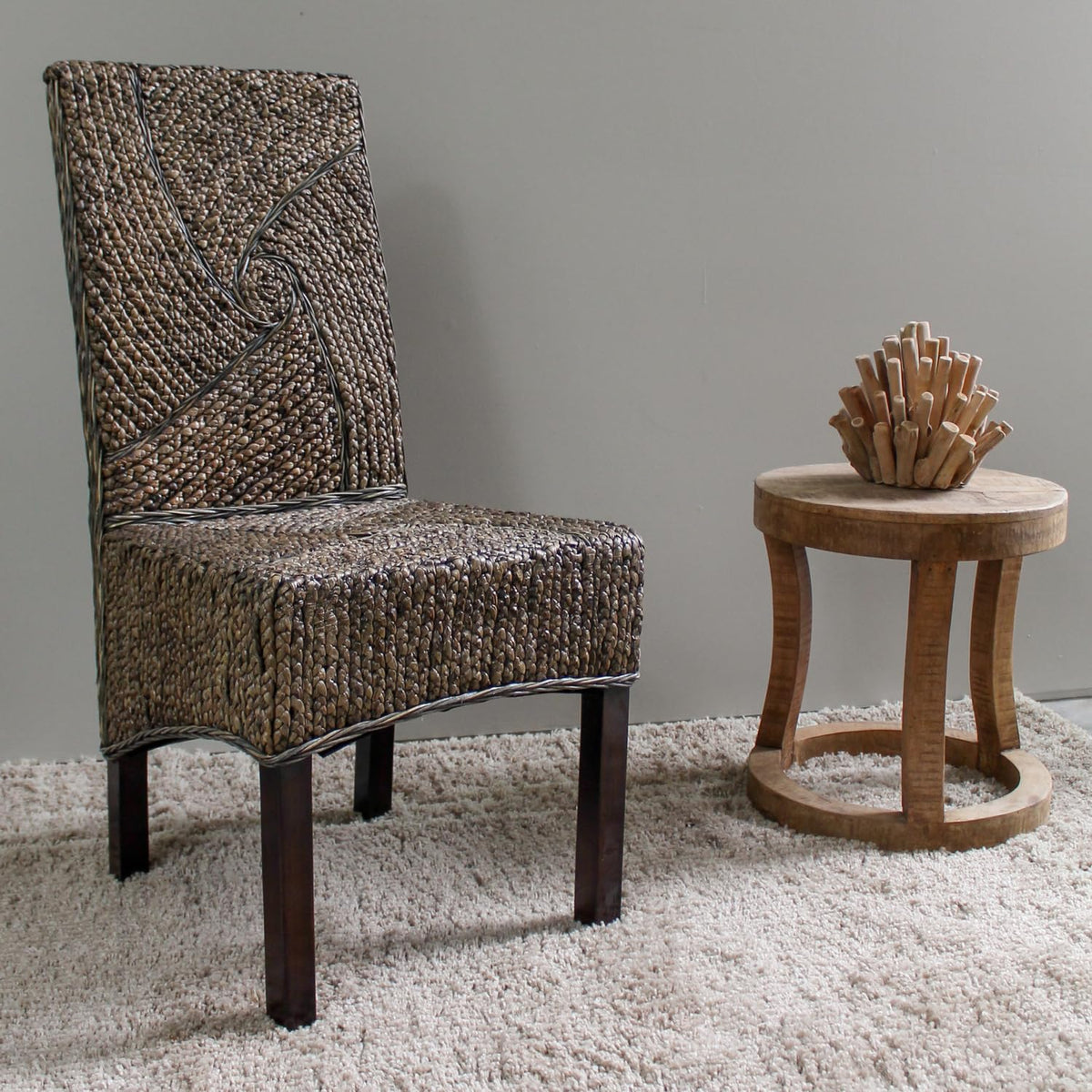 International Caravan Furniture Piece Lambada Hyacinth Spiral Design Chair