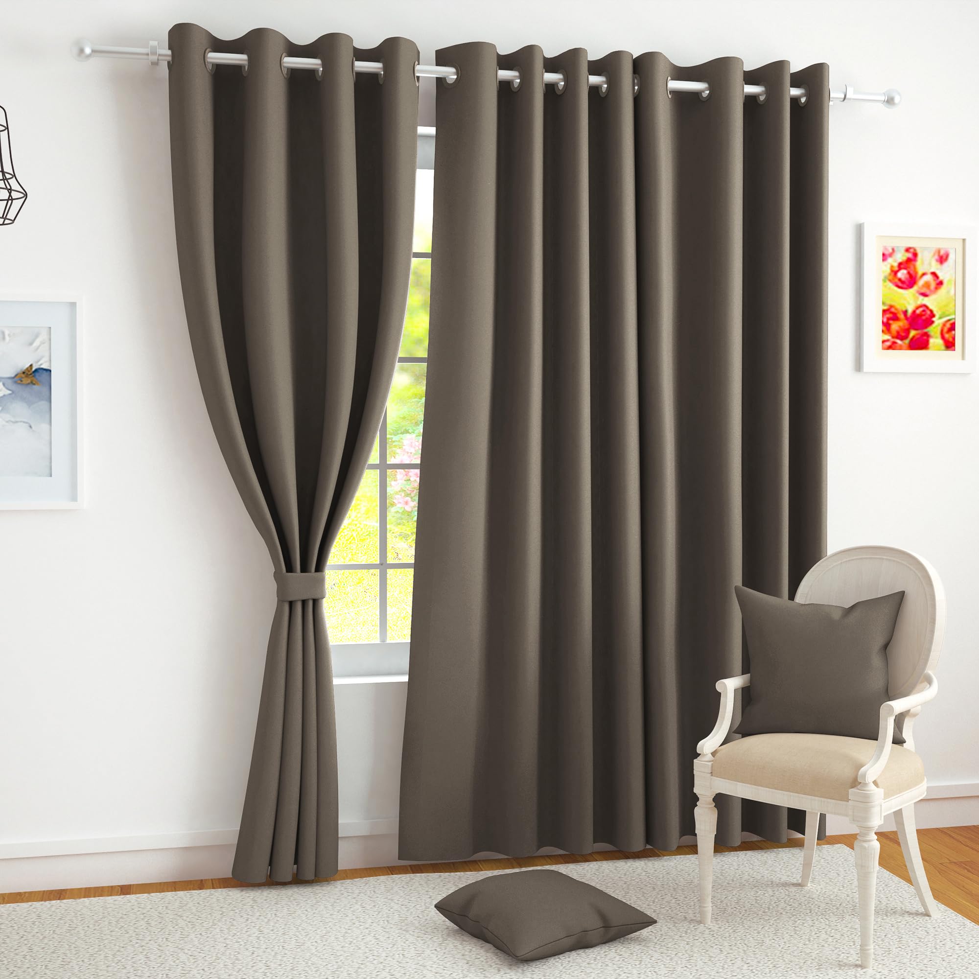 Story@Home 100% True Blackout Long Door Curtains 9 Feet Set Of 2 | Solid Design |Room Darkening Curtain | Thermal Insulated Curt