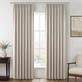 Grey Beige Linen Pinch Pleated Viral Thick Curtains Blackout & Drapes 84 Inch Length 2 Panels Set for Living Room, Black Out Win