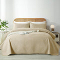 Wuruibo Beige Full/Queen Quilt Bedding Set, 3 Pieces Lightweight Bedspreads With Pillow Shams, Microfiber Modern Thin Coverlet,