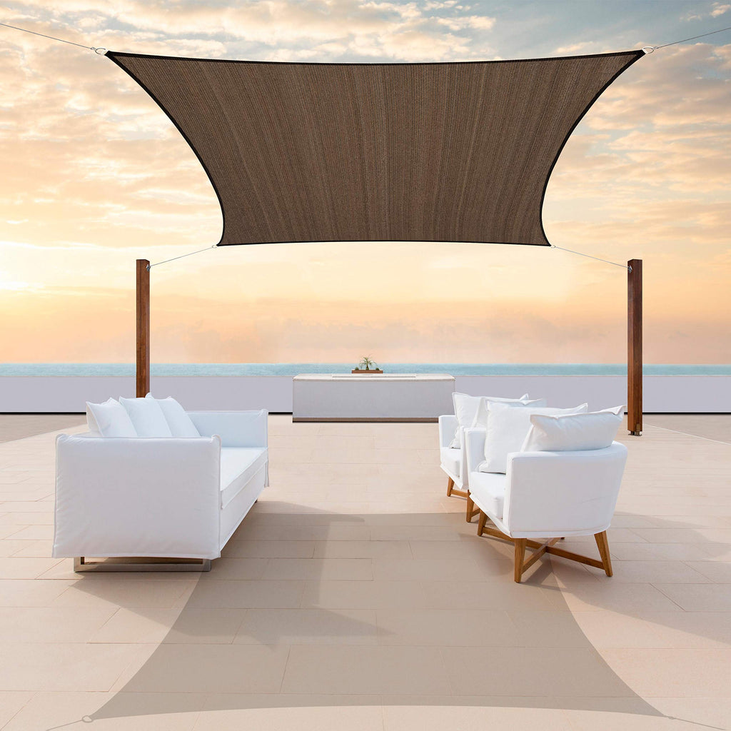 Colourtree Custom Size 6' X 16' Brown Sun Shade Sail Canopy Uv Block Upf50 Rectangle - Commercial Standard Heavy Duty - 180 Gsm
