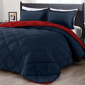Downluxe King Size Comforter Set - Red And Navy King Comforter, Soft Bedding Sets For All Seasons -3 Pieces - 1 Comforter (104'