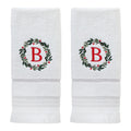 SKL Home Christmas/Winter Wreath Monogram Hand Towel B 2pc Set for Bath/Kitchen/Bar & Gift, White