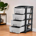 Kuber Industries 3Layer & 53 Ltr Plastic Drawer Storage Organiser | Modular Kitchen & Toy Organizer For Kids Room | Black & Gre