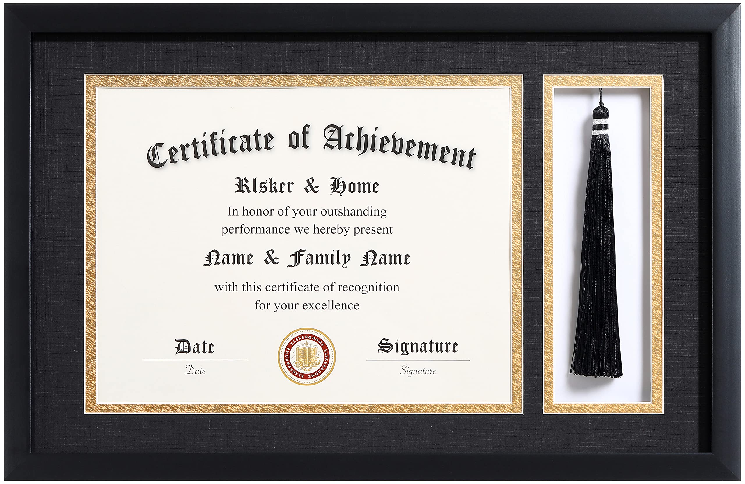 ELSKER&HOME 11x17 Diploma Frames with Tassel Holder for 8.5x11 Certificate Document Shadow Box, Matte Black Frame, Degree Double