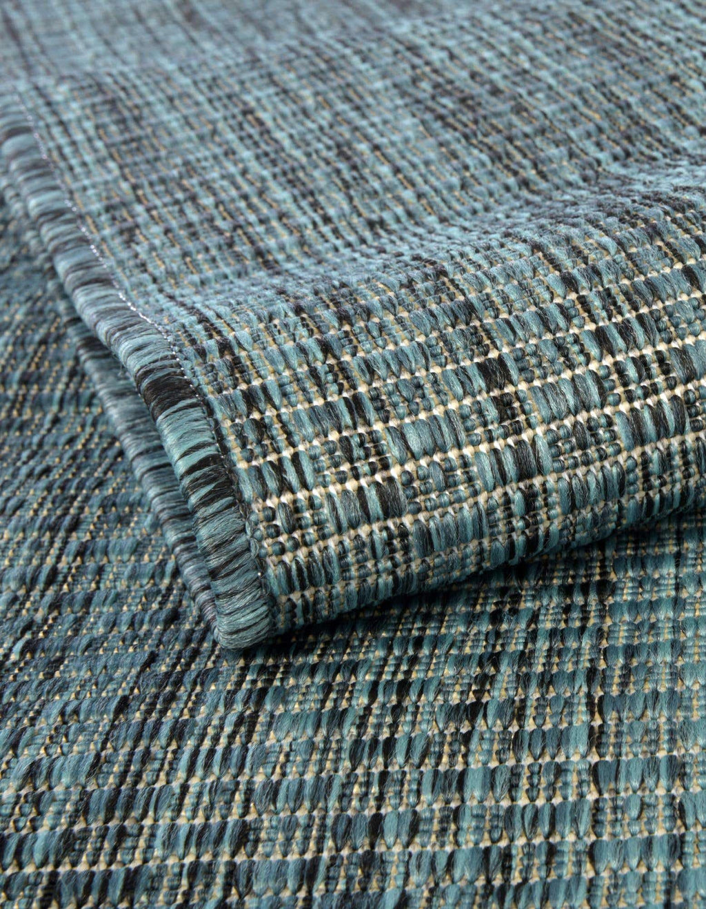 Unique Loom Outdoor Solid Collection Area Rug (5' 3'' X 8' Oval Teal/Navy Blue)