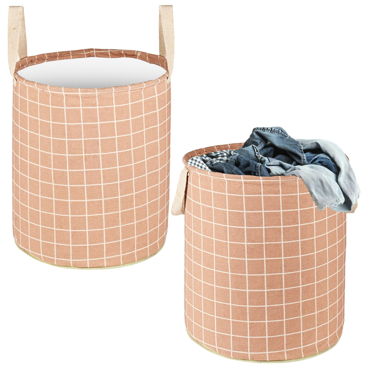 Kuber Industries Pack of 2 Foldable 60 LTR Laundry Basket for Clothes with Carry Handles | Durable & Easy To Clean Laundry, Towe