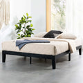 Mellow Naturalista Classic 12 Inch Solid Wood Platform Bed with Wooden Slats, King, Black