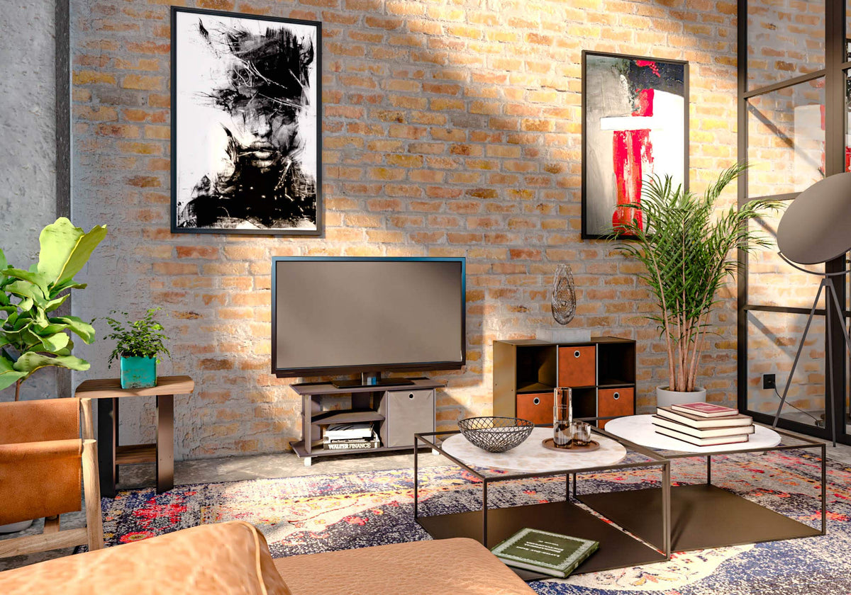 Furinno Simplistic Tv Entertainment Center, Espresso/Black