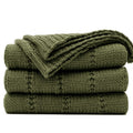 Recyco Cable Knit Moss Green Throw Blanket For Couch, Super Soft Warm Cozy Decorative Knitted Throw Blanket 2.3Lb For Bed, Sofa,
