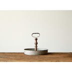 Creative Co-Op Distressed Single Tier Tin Tray With Handle