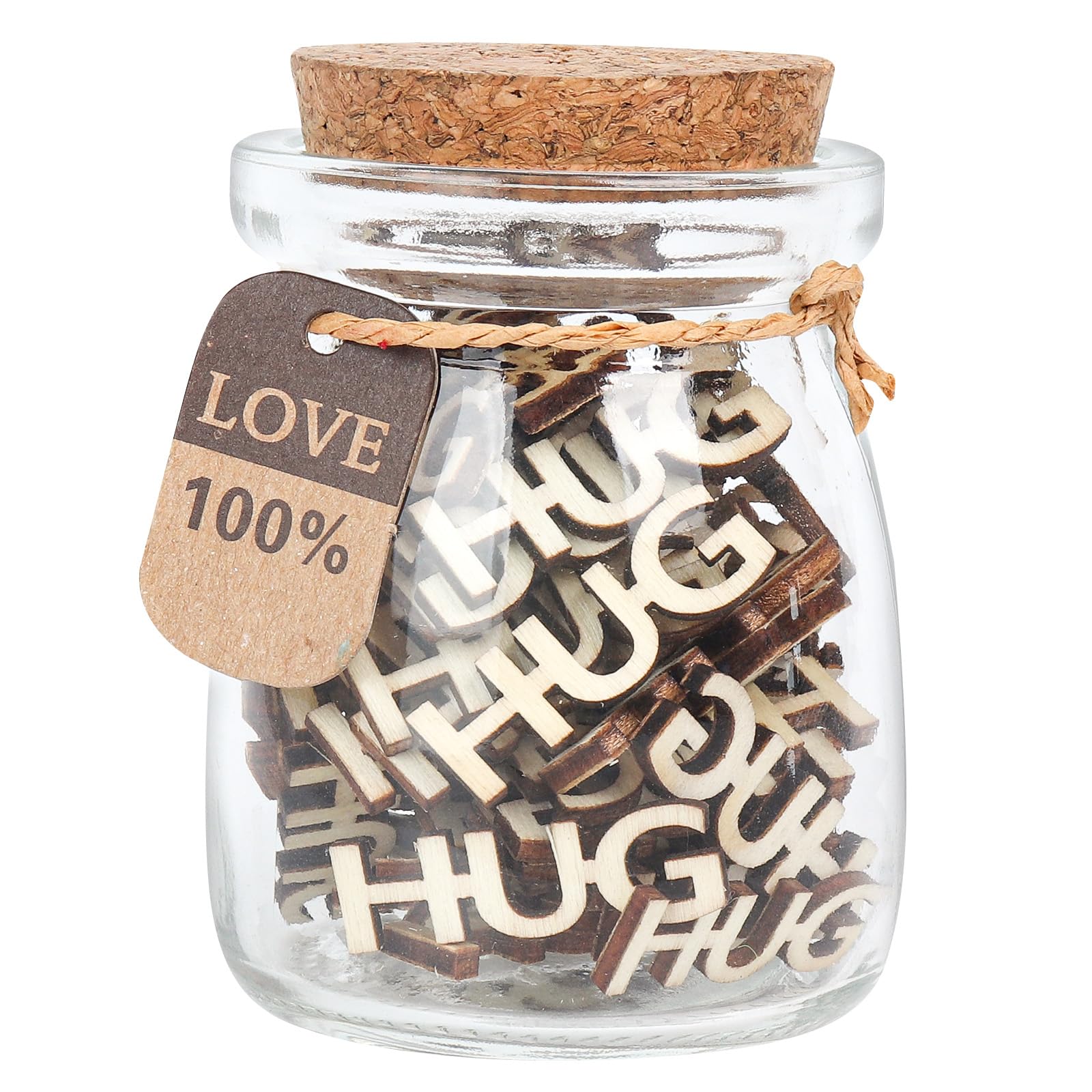 Hugs to Give Those You Miss,Hugs in a Jar Gift,Hug Wooden Cutout Letter Funny Gifts for Valentines Day/Birthday/Anniversary/Chr