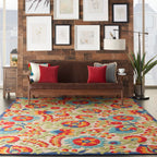 Nourison Aloha Indoor/Outdoor Multicolor 7' X 10' Area-Rug, Easy-Cleaning, Non Shedding, Bed Room, Living Room, Dining Room, Deck, Backyard, Patio (7X10)