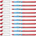 Schneider Slider Basic M (Medium) Ballpoint Pen, 1.0 Mm, Light Blue Barrel, Red Ink, Box Of 10 Pens (151102)